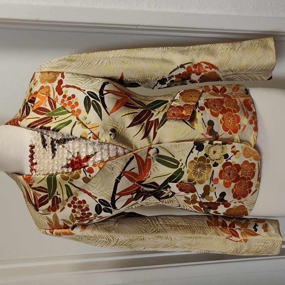 Spectacular Anne Klein Silk Floral Jacket 4 Petite